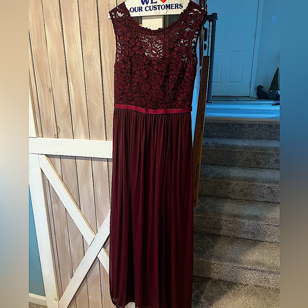 Maroon bridesmaid dress David’s Bridal